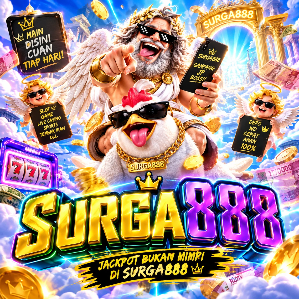 Thumbnail 1 of 3, Poster, SURGA888 | Surga atau Neraka, Kau yang Tentukan Di Dalam Game Terbaik designed and sold by SURGA888.